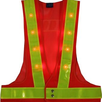 YOA 16 LED Light up Cycling Traffic Outdoor Night Safety Warning Vest (Led Safety Vest Orange)