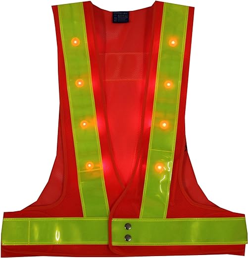 YOA 16 LED Light up Cycling Traffic Outdoor Night Safety Warning Vest (Led Safety Vest Orange)