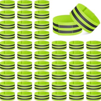 Zubebe 48 Pieces Reflective Bands Reflector Bands for Wrist, Arm, Ankle, Leg, High Visibility Reflective Gear Safety Reflector Tape Straps for Night Walking, Cycling and Running
