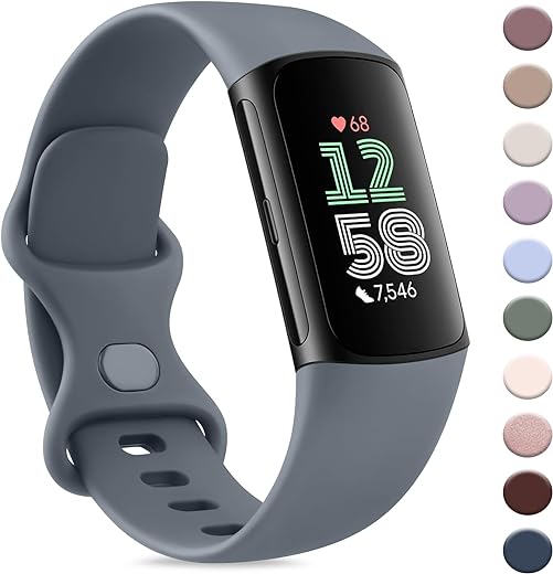 AK Sport Band Compatible with Fitbit Charge 6 Bands/Fitbit Charge 5 Bands Women Men, Classic Soft Replacement Straps Wristbands for Fitbit Charge 6/5 Advanced Fitness & Health...