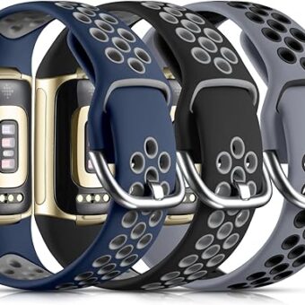 Maledan Compatible with Fitbit Charge 6 Bands/Fitbit Charge 5 Bands for Women Men, Soft Silicone Sport Band Wrist Strap for Charge 5 and Charge 6 Watch Replacement Wristbands,...