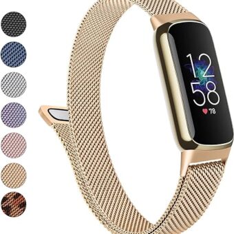 Metal Band for Fitbit Luxe Bands Women Men, Stainless Steel Mesh Loop Adjustable Magnetic Wristband Replacement Strap Compatible with Fitbit Luxe Fitness and Wellness Tracker