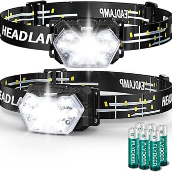 2000 Lumen 9 LED Headlamps 2 Pack, Ultra Bright Head Lamp with 6 Modes, IPX5 Waterproof Head Light, Lightweight Head Flashlight for Running Night-Walking Camping, 6 AAA...