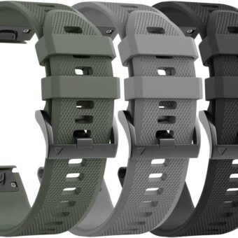 ANCOOL for Fenix 5 Watch Band/Fenix 6 Watch Band/Garmin Fenix 7 Band 22mm Soft Silicone Bands Compatible With Garmin S62 Watch Bands/Fenix 5 PLUS Band(Black,Grey,Army Green)