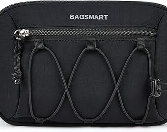 BAGSMART Fanny Packs for Women Small Belt Bag with Adjustable Strap Waist Pack for Running Workout Traveling Hiking, Black
