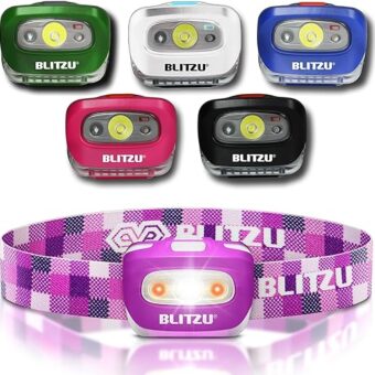 BLITZU Led Headlamps for Camper, Kids, Family, Adults. Headlights, Headband Flashlights, Led Head Lights, Head Lamp, Camping Essentials Gear Clearance, Purple