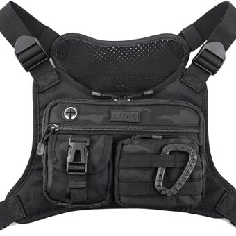 Chest Bag For Men, Tactical Inspired Sports Utility Chest Pack, EDC Pouch Bag With Built-In Phone Holder for Workouts, Running, Cycling, Black