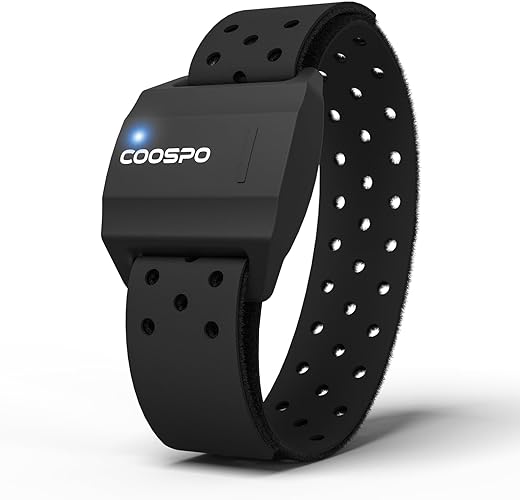 COOSPO Armband Heart Rate Monitor, Bluetooth ANT+ HR Optical Sensor for Sport, Rechargeable Dual Band IP67 HRM, Compatible with Peloton,Wahoo,Polar,Strava,Zwift,DDP Yoga