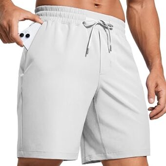 CRZ YOGA Men's Linerless Workout Shorts - 7'' Quick Dry Running Sports Athletic Gym Shorts with Pockets Platinum Grey Medium