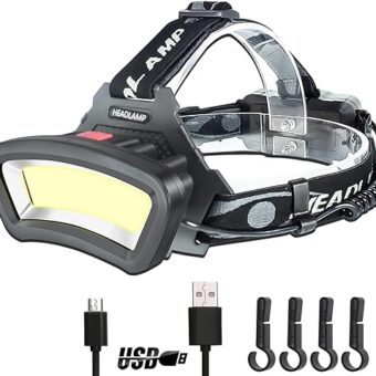 DARKBEAM COB Floodlight Headlamp USB Rechargeable with Red Light, 2000 Lumen LED Headlight - Car Maintenance and Night Construction 6-10 Hours Long Battery Life