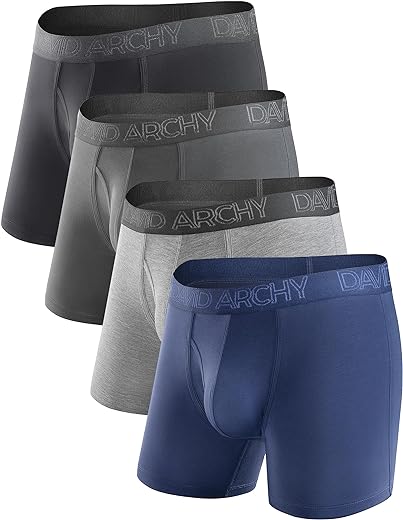 DAVID ARCHY Mens Underwear Boxer Briefs Breathable Soft Moisture-Wicking with Fly Underwear for Men Multipack