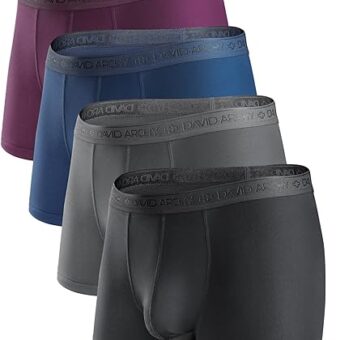 DAVID ARCHY Men's Underwear Micro Modal Dual Pouch Trunks Support Ball Pouch Bulge Enhancing Boxer Briefs for Men 3 or 4 Pack