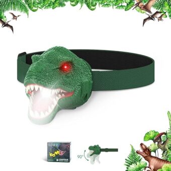 Dysaim Dinosaur Headlamp for Kids Flashlight Outdoor Camping Gear LED Reading Head lamp, Hiking Accessories Headlight for Kids or Adults, Dinosaur Toys HeadLamps Ideal Gift for...