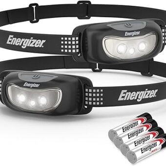Energizer LED Headlamp (2-Pack) Universal+, IPX4 Water Resistant Headlamps, High-Performance Head Light for Outdoors, Camping, Running, Storm, Survival, (Batteries Included)