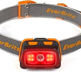 EverBrite 300 Lumens Headlamp with Red/Green/White Light Modes, Tail Light, Adjustable Headband - For Trail Running, Camping, Hiking