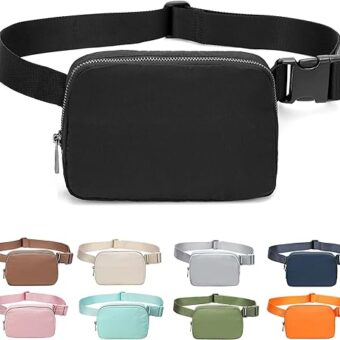 Fanny Belt Bag Waist Pack Crossbody Bags Bum Bag for Running Hiking Travel Workout Adjustable Strap for Women -black