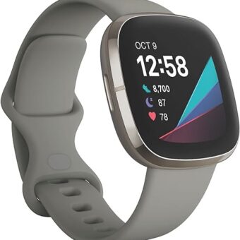 Fitbit Sense Advanced Smartwatch with Tools for Heart Health, Stress Management & Skin Temperature Trends, Sage Grey/Silver, One Size (S & L Bands Included)