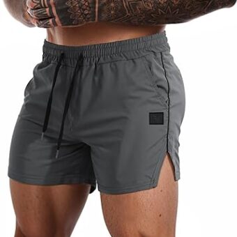 FLYFIREFLY Men's Gym Workout Shorts Quick Dry Lightweight Athletic Shorts Running Bodybuilding Training with Towel Loop