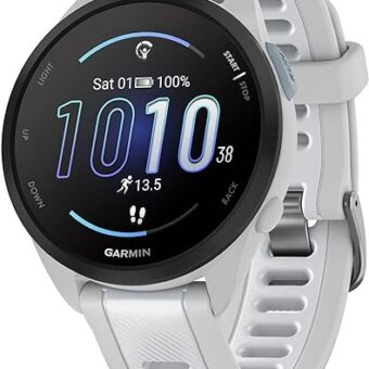 Garmin Forerunner 165 Music, Running Smartwatch, Colorful AMOLED Display, Training Metrics and Recovery Insights, Music on Your Wrist, Whitestone