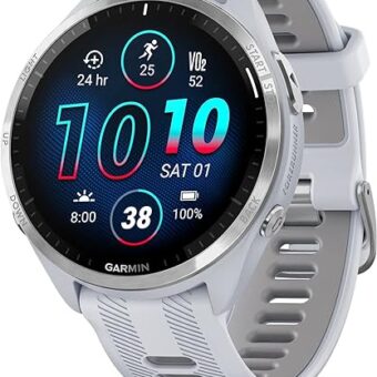 Garmin Forerunner® 965 Running Smartwatch, Colorful AMOLED Display, Training Metrics and Recovery Insights, Whitestone and Powder Gray