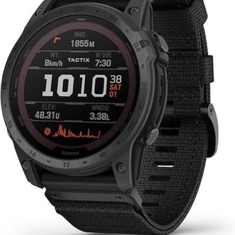 Garmin tactix 7, Pro Ballistics Edition, Ruggedly Built Tactical GPS Watch with Solar Charging Capabilities, Applied Ballistics and Nylon Band,Black