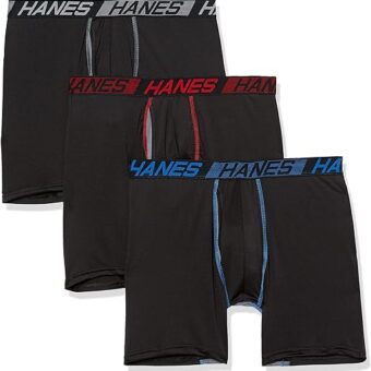 Hanes Men’s Total Support Pouch Boxer Briefs, X-Temp Cooling, Moisture-Wicking Underwear, Regular, Long-leg and Trunk, 3-Pack
