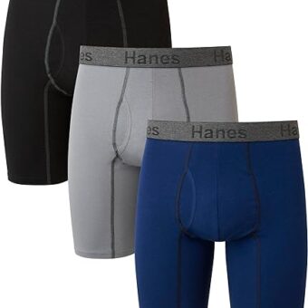 Hanes mens Comfort Flex Fit Boxer Briefs, Ultra Soft Stretch, Long Leg & Regular Leg, 3- Pack