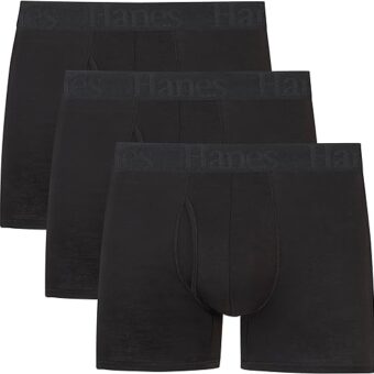 Hanes Mens Originals Supersoft Boxer Briefs & Trunks, Supersoft Bamboo From Viscose Underwear, 3-Pack