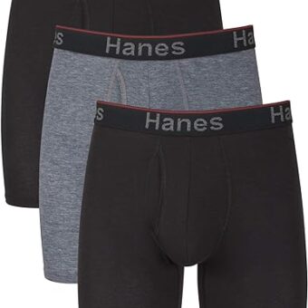 Hanes Total Support Pouch Men's Boxer Brief Underwear, Anti-Chafing, Moisture-Wicking Odor Control, 3-Pack (Reg or Long Leg)