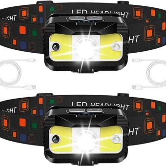 Headlamp Rechargeable,1200 Lumen Ultra Bright LED Head Lamp Flashlight with White Red Light, 2 Pack Motion Sensor Waterproof Headlight, 8 Modes Lights for Outdoor Camping...