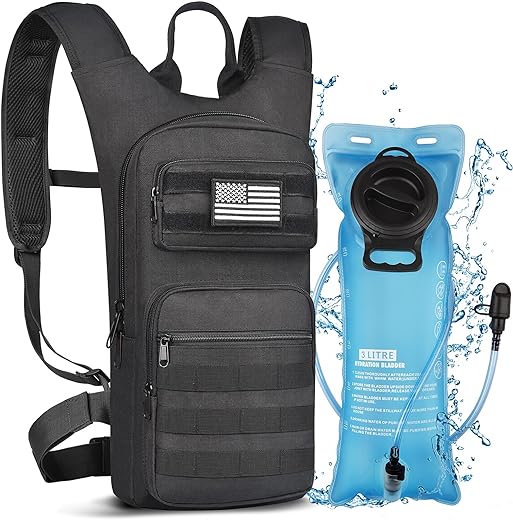 Hydration Backpack with 3L TPU Water Bladder, Tactical Molle Water Backpack for Men Women, Hydration Pack for Hiking, Biking, Running and Climbing