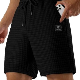 JMIERR Mens Sweat Shorts Casual Stretch Elastic Waist Waffle Workout Gym Short 7 inch Inseam Running Short with Pocket