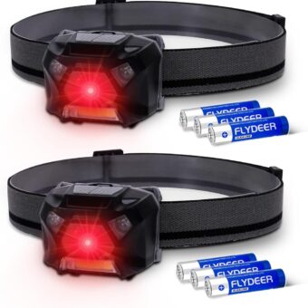 KunHe Pack 2 Red Light LED Headlamps Flashlights Headlight Bright Head Lamp for Adults Night Vision