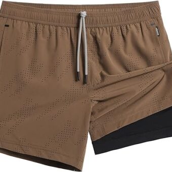 maamgic Mens Running Shorts with Compression Liner 5" Quick Dry Workout Gym Shorts Anti-Chafe 2 in 1 Athletic Shorts