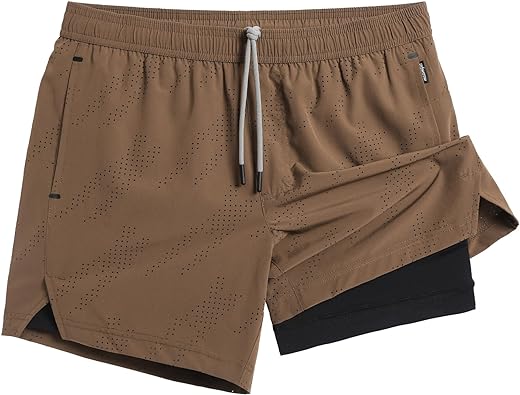 maamgic Mens Running Shorts with Compression Liner 5" Quick Dry Workout Gym Shorts Anti-Chafe 2 in 1 Athletic Shorts