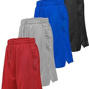 Mens Basketball Shorts with Pockets, Active Athletic Performance Gym Workout Shorts for Men Workout Shorts, 4 Pack