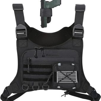 Outdoor Sports Chest Bag for Men, Chest Vest Holster Fits Most Pistols, Adjustable EDC Travel Chest Pack for Running, Hiking, Workouts