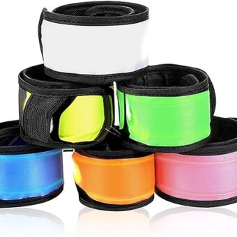 Pack of 6 LED Light Up Band Slap Bracelets Night Safety Wrist Band for Cycling Walking Running Concert Camping Outdoor Sports