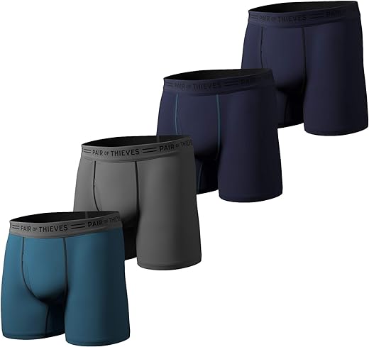 Pair of Thieves Cotton Boxer Briefs for Men Pack (4 Pack) - Tagless Underwear for Men Pack