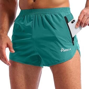 Pudolla Men’s Running Shorts 3 Inch Quick Dry Gym Athletic Workout Shorts for Men with Zipper Pockets