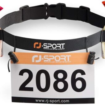 Race Number Belt - Triathlon Race Belt BIB Holder with 6 Energy Gel Loops for Triathalon, Marathon, Running and Cycling