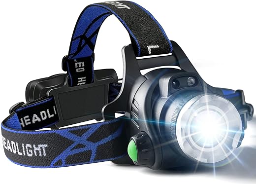 Rechargeable Headlamp,1500 Lumen High Bright Zoom LED Head Lamp,Large Battery-Powered Waterproof Headband Lamp with 4 Modes and Adjustable Headband Perfect For Outdoor...