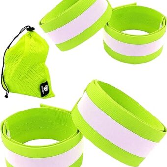 Reflective Bands for Night Walking Reflective Arm Bands for Runners Reflective Wristbands Reflective Ankle Bands Cycling Reflective Running Gear Bike Pant Leg Strap Bicycle...