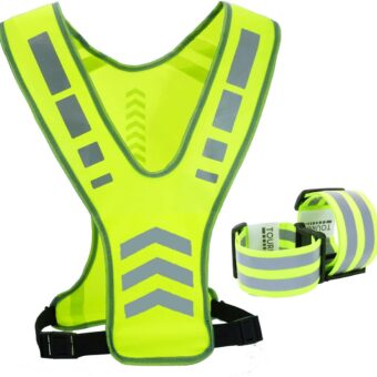 Reflective Running Vest Gear with Pocket for Women Men Kids, Safety Reflective Vest Bands for Night Cycling Walking Bicycle Jogging