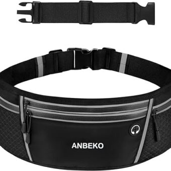 Running belt for Men Women with Extender Large Capacity Runner Waist Pack with 4 PocketsHiking Travel Camp Running Workout Belt BagReflective No Bounce Waist BagEasy Carry Large...