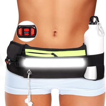 Running Light, 1000Lumens Running Belt Running Gear with 230°Rechargeable Night Running Light for Phone Waist Bag Light with Water Bottle Holder Slim Running Belt for Runners...