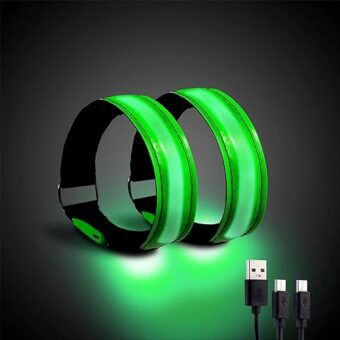 Running Light for Runners (2 Pack) Rechargeable LED Armband Reflective Running Gear, LED Light Up Band for Joggers Bikers Walkers