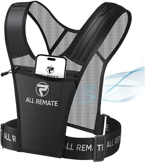Running Vest Chest Phone Holder, Adjustable Reflective Training Workout Gear with 2 head bands