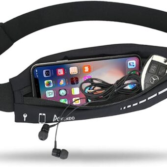 Slim Running Belt for Women Men,Runners Fanny Pack Phone Holder,Run Pouch Waist Belt for Workout Jogging,Money Belt Running Gift Gear Accessories(Black)