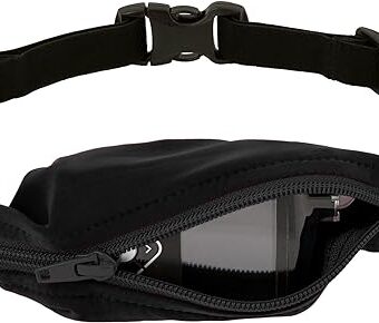 SPIbelt Kids Pocket Belt, Expandable Pocket, Adjustable Waist, No Bounce, No Logo Band, Black with Black Zipper
